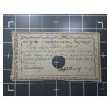 1791 Connecticut Comptroller's Promissory note