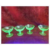 Vintage vaseline glass footed sherbet ice cream