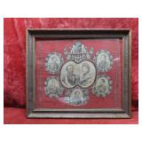 Antique Swedish Souvenir handkerchief framed.