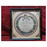 1896 German Shooting certificate. framed.