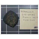 Ancient coin. Copper Follis Cyzicus.