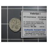 Ancient silver coin. Valerian I