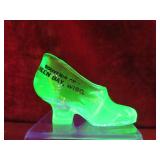 Vintage Vaseline glass Green Bay shoe.