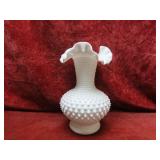 10-3/4' Fenton Hobnail milk glass vase.