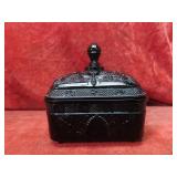 Vintage Tiara glass Honey Bee Candy dish. Black.