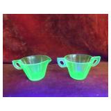 Vintage Vaseline glass Cream & sugar set.