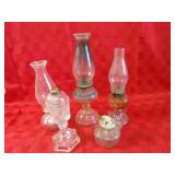Vintage glass oil lamp lot.