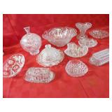 Assorted crystal glass serving dishes
