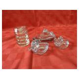Glass duck ashtray, trinket box, canister