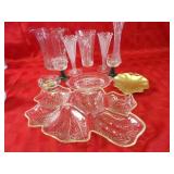 Crystal glass vases,serving dishes, goofus glass