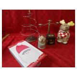 Moose cookie jar, Candelabra, ornament tree