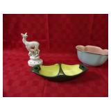 Red Wing pottery Deer flower frog, vase, bowl