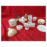 Japan pottery string dispenser, milk glass vanity