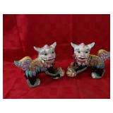 Pair of Foo dog figures. some damage.