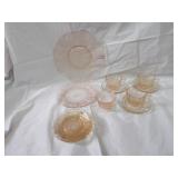 Pink depression glass lot.