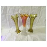 (3)Carnival glass vases.
