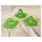 Green depression glass lot. Vaseline glass