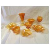 Marigold carnival glass lot.