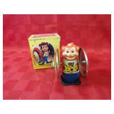 Vintage Bear whirling wheel wind up toy w/box.