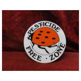 Vintage metal Pesticide FREE zone sign.