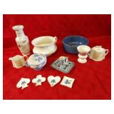 Delft pottery, assorted serving dishes, misc.