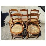 (5)Antique rattan seat dining chairs.