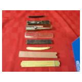 Vintage Straight razors, slide rule.