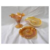 Marigold carnival glass lot.