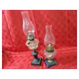 (2)Cast iron base glass oil lamps.