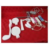 Assorted Wii game controllers.