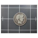 1895 O 90% silver Barber half dollar US coin.