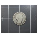 1907D 90% silver Barber half dollar US coin.