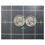 (2)1946 90% silver Washington quarter US Coin