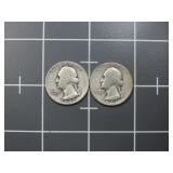 (2)1947 90% silver Washington quarter US Coin