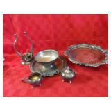 Silver plate serving dishes.