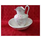 Vintage Water pitcher & basin drilled for lamp.