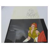 1980's MOTU Teela animation cel & drawing.