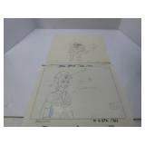 (2)1980's MOTU Evil-Lyn, Teela production drawing.