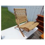 Vtg Hans Wegner style folding rope chair.