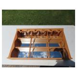 Oak heart cut out knick knack shelf w/mirror