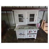 Vintage folk art child size Hoosier cabinet