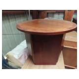 Mid century teak round side table w/cabinet.