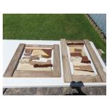 (2)Vintage woven wall art on barn wood