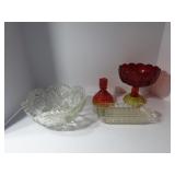 Moon & Stars footed bowl, candle holder, misc.