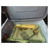 Tote w/lid painting supplies.