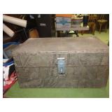 Vintage metal covered trunk.
