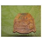 Old brass IH dozer pocket watch fob.
