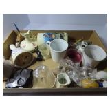 Bell, vase, cups, knick knacks.