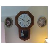 Seiko wall clock, Oval floral prints.