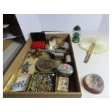 Mineral paperweight, pewter nativity figures